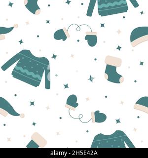 Niedliche Cartoon blaue Kleidung nahtlose Muster Kunst Stock Vektor
