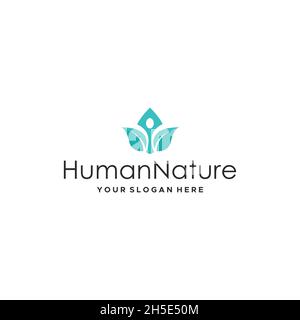 Minimalistisches HumannNature Leaf People Logo-Design Stock Vektor
