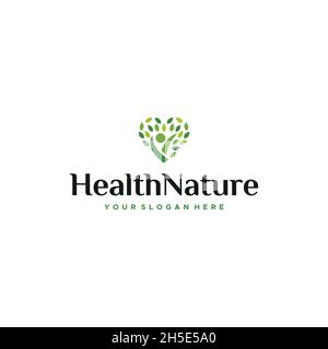 Minimalistisches HealthNature Love People Logo-Design Stock Vektor