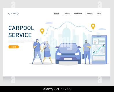 Carpool Service Vektor Website Landing Page Design Vorlage Stock Vektor