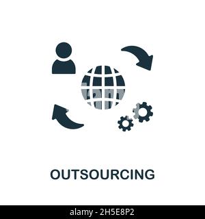 Outsourcing-Symbol. Monochromes Schild aus der Digital Transformation Collection. Creative Outsourcing Icon Illustration für Webdesign, Infografiken und mehr Stock Vektor