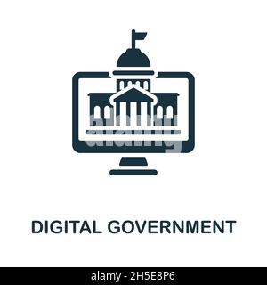 Symbol „Digital Government“. Monochromes Schild aus der Digital Transformation Collection. Creative Digital Government – Symboldarstellung für das Webdesign Stock Vektor
