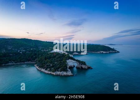 Luftaufnahme der Stadt Vieste, gargano Nationalpark, italien Stockfoto