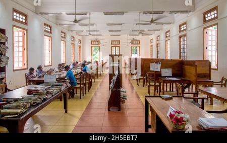 Jaffna, Sri Lanka - Januar 12th 2020 : die Jaffna Public Library mit ihrem berühmten öffentlichen Lesesaal und dem Zeitungsladen ist eine der Stockfoto