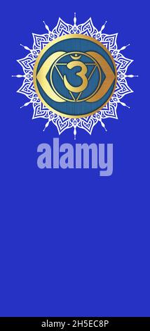 Satz von Chakren-Symbol auf farbigem Hintergrund isoliert Stockfoto