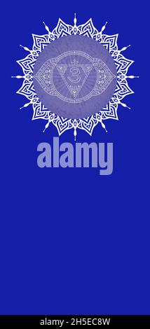 Satz von Chakren-Symbol auf farbigem Hintergrund isoliert Stockfoto