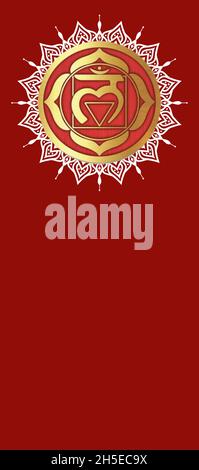 Satz von Chakren-Symbol auf farbigem Hintergrund isoliert Stockfoto