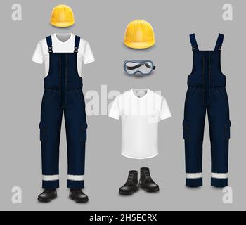 Arbeitsverschleiß und gleichmäßiges Set, Vektor-isolierte Illustration Stock Vektor