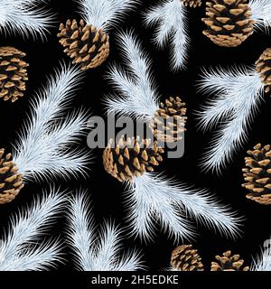 Winterkiefer Zweige nahtloses Muster. Stock Vektor