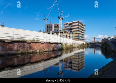 Große neue Brownfield-Wohnanlage in Soho Wharf in Birmingham mit 750 neuen Häusern und Wohnungen von Galliard Homes und Apsley House Capital Stockfoto