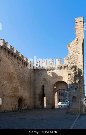 Altstadt, Porta Maggiore Tor, Fano, Marken, Italien, Europa Stockfoto