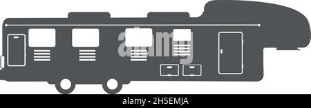 Große Trailer-Silhouette. Camper Freizeit Auto, Symbol-Logo Vektor-Illustration isoliert auf weißem Hintergrund Stock Vektor