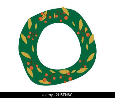 Frohe Weihnachten grün Kiefer Tannenkranz retro. Vektor-Illustration vintage Cartoon flachen Stil Stock Vektor