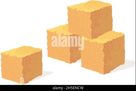Rohrzucker-Würfel. Braunes quadratisches Stück Stock Produkt, Cartoon-Vektor flach Symbol Illustration isoliert auf weißem Hintergrund Stock Vektor