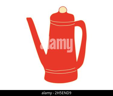 Kaffeekannen im Vintage-Stil. Vektorgrafik Fkat Cartoon Stock Vektor