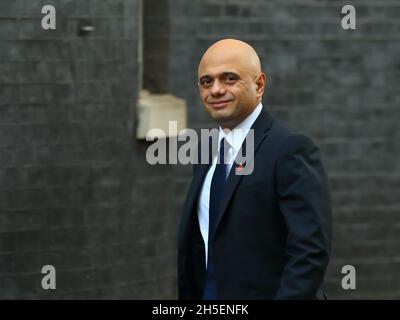 London, Großbritannien. November 2021. Gesundheitsminister Sajid Javid nimmt an einem Treffen mit der Prime Minister.in Downing Street, London, Großbritannien, Teil Stockfoto