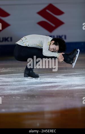 Yuma Kagiyama aus Japan tritt während des 3. Tages des ISU Grand Prix des Eiskunstlaufens - Gran Premio d'Italia in Palavela auf Stockfoto