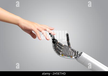 Zusammengesetztes Bild der Interaktion des Roboters mit dem Menschen Stockfoto