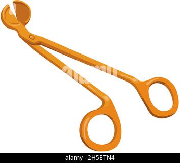 Cartoon Kerzenzange. Gelbe Schere für Wachskerzen, Vektorgrafik isoliert auf weißem Hintergrund Stock Vektor