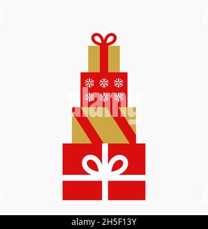 Weihnachtsgeschenke stapeln. Vektorgrafik. Stock Vektor