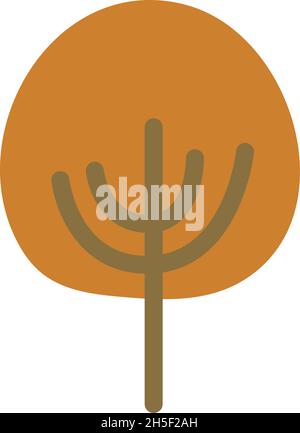 Orangefarbenes Blattsymbol. Handgezeichnetes Herbstlaub-Element Stock Vektor