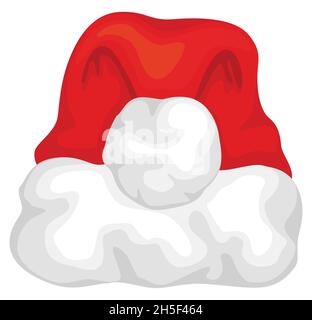 Traditioneller Weihnachtsmann Hut. Ikonen verschiedener Hüte für Weihnachten. Stock Vektor