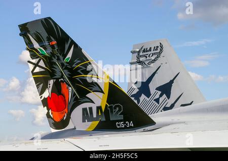 McDonnell Douglas EF-18A Hornet Serie C15-34 mit speziellem Heck für Ala12's 50th Anniversary aus Torrejón. Spanische Luftwaffe, Ejercito del Aire Stockfoto