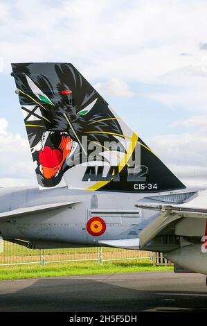 McDonnell Douglas EF-18A Hornet Serie C15-34 mit speziellem Heck für Ala12's 50th Anniversary aus Torrejón. Spanische Luftwaffe, Ejercito del Aire Stockfoto