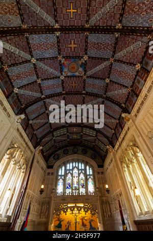 England, Isle of Wight, Newport, Carisbrooke Castle, St. Nicholk in Castro Chapel, Innenansicht Stockfoto