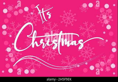 Frohe Weihnachten - handgeschriebener Schriftzug auf einem festlichen rosa Hintergrund modernes Vektor-/EPS-Design für Karte, Poster, Banner, Label etc Stock Vektor