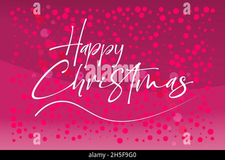 Frohe Weihnachten - handgeschriebener Schriftzug auf einem festlichen rosa Hintergrund modernes Vektor-/EPS-Design für Karte, Poster, Banner, Label etc Stock Vektor