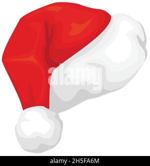 Traditioneller Weihnachtsmann Hut. Ikonen verschiedener Hüte für Weihnachten. Stock Vektor