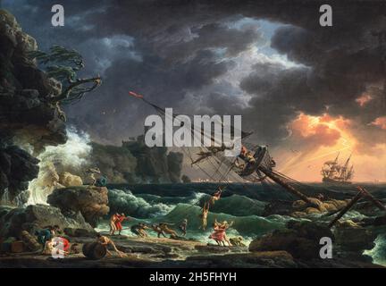 Das Schiffswrack von Claude-Joseph Vernet (1714-1789), Öl auf Leinwand, 1772 Stockfoto