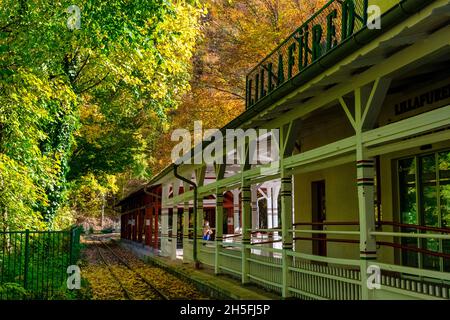Schmalspurbahnhof in Lillafüred, Ungarn Stockfoto