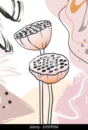 Ein modernes universelles Kunstposter. Geeignet für Grußkarten, Poster, Urlaubskarten, Corporate Cards und Einladungen. Abstraktes Design. Wandkunst. Doodl Stock Vektor