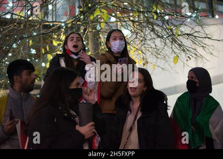 2021-11-09, London, Großbritannien. Internationale Studenten für Palästina Tzipi Hotovely lehnt den Besuch des antipalästinensischen Rassisten und Nakba Denier ab und ist ein israelischer Diplomat und ehemaliger Politiker, der als aktueller Botschafter Israels im Vereinigten Königreich fungiert. Internationale Studenten sind unglücklich LSE hat die Studiengebühren verwendet, um Nakba Denier, Tzipi Hotovely, zu finanzieren. Stockfoto