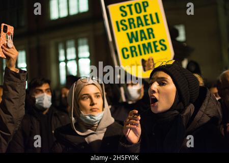 2021-11-09, London, Großbritannien. Internationale Studenten für Palästina Tzipi Hotovely lehnt den Besuch des antipalästinensischen Rassisten und Nakba Denier ab und ist ein israelischer Diplomat und ehemaliger Politiker, der als aktueller Botschafter Israels im Vereinigten Königreich fungiert. Internationale Studenten sind unglücklich LSE hat die Studiengebühren verwendet, um Nakba Denier, Tzipi Hotovely, zu finanzieren. Stockfoto