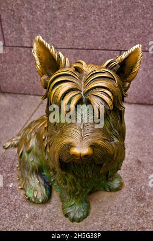 Skulptur von Franklin Delano Roosevelts Hund Fala am FDR Memorial in Washington DC in der National Mall Stockfoto