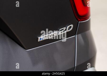 MOSKAU, RUSSLAND - 15. SEPTEMBER 2021 Hyundai Creta zweite Generation (SU2) auch Cantus genannt. Ein moderner subkompakter Crossover-SUV aus dem Jahr 2021. Exter Stockfoto