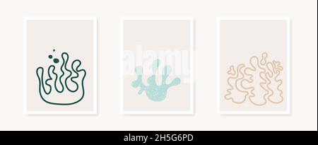 Abstrakte Organic Shapes Posterkollektion. Inspiration im Stil von Matisse. Minimalistische Wanddekoration, Druck oder Postkarte. Vektorgrafik, flaches Design Stock Vektor