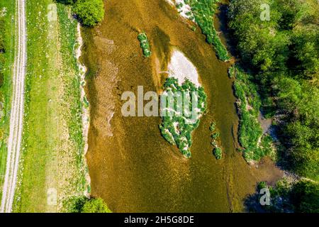 Die Donau aus der Luft | Donau in Deutschland von oben Stockfoto