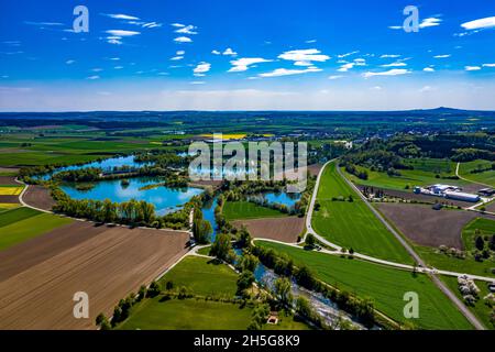 Die Donau aus der Luft | Donau in Deutschland von oben Stockfoto