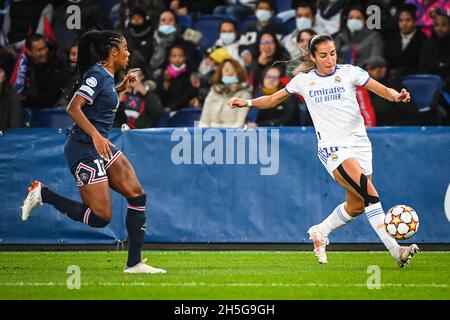 Paris, Frankreich, Frankreich. November 2021. Lucia RODRIGUEZ von Real Madrid während des UEFA Women's Champions League-Spiels der Gruppe B zwischen Paris Saint-Germain und Real Madrid am 09. November 2021 im Stadion Parc des Princes in Paris, Frankreich. (Bild: © Matthieu Mirville/ZUMA Press Wire) Stockfoto