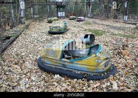 Autoscooter im Kulturpark in Pripyat Stockfoto