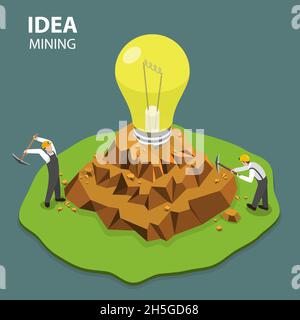 Idea Mining flache isimetrische Vektordarstellung Stock Vektor
