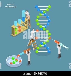 Gentechnik isometrisches Flat Vector Konzept. Stock Vektor