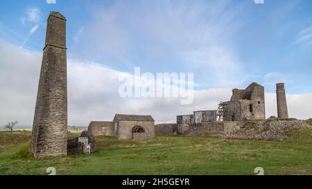 Elster Mine in der Nähe von Sheldon in Derbyshire im November 2021. Es ist eines der bekanntesten Bergbaugebiete des Landes und war der letzte Arbeitsleiter Stockfoto