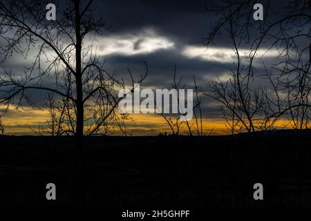 Sonnenaufgang über Calgary Stockfoto