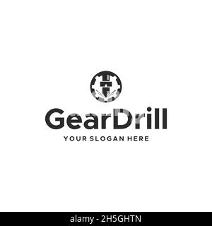 Minimalistisches GearDrill Kreis Silhouette Logo-Design Stock Vektor