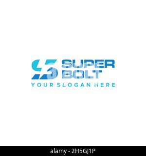 Flaches Buchstabenzeichen Initial S super Bolt Logo-Design Stock Vektor
